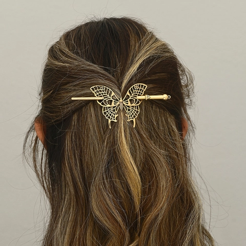Holle Vlinder Haarstokje Retro Metaal Elegante Bruid Hoofdtooi Voor Vrouwen Bruiloft Feest Haaraccessoire