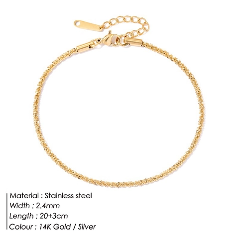 Filigranes Edelstahl Popcorn Ketten Fußkettchen Für Damen Farbecht Minimalistischer Fußschmuck Sommer Strand Accessoire