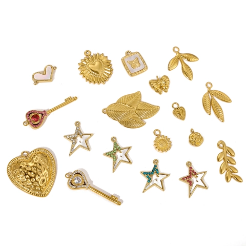 Vintage Heart Star Butterfly Charms For DIY Jewelry Making Stainless Steel Gold Plated Pendants Handcrafted Accessories