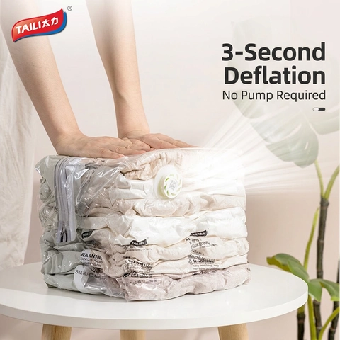 Vacuum Storage Bags For Clothes Quilts No Pump Required Hand Press Space Saving PA PE Reusable Compression For Home Travel