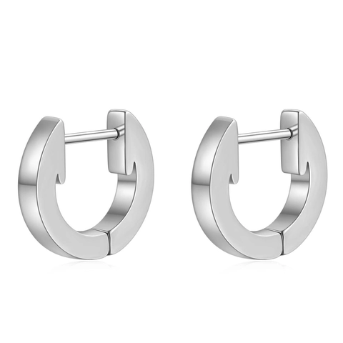 Minimalistische U-förmige Creolen aus Edelstahl für Herren und Damen, Geometrisch Polierte Hufeisen-Ohrstecker, Modischer Pendlerschmuck