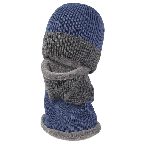 Winter Fleece Lined Knit Beanie And Neck Warmer For Men Women Windproof Cycling Face Mask Warm Outdoor Ear Protection Cap