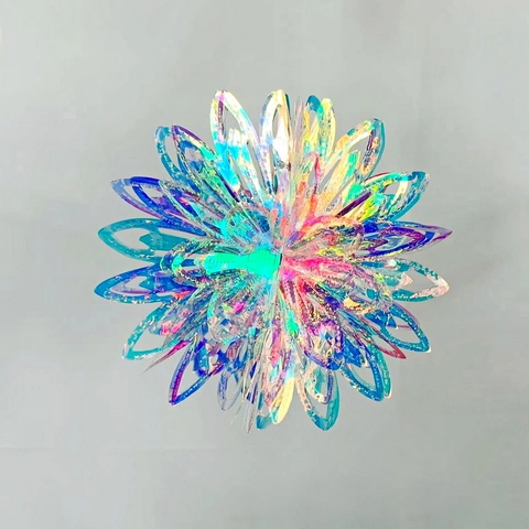 Décorations Suspendues En PVC Irisé Flocon De Neige Étoile Boule Éventail Pour Noël Fête Mariage Anniversaire Décor Holographique Réfléchissant