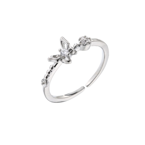 Copper Open Adjustable Ring Zircon Star Moon Butterfly Fashion Dainty Jewelry For Women