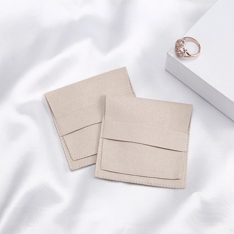 Microfiber Suede Jewelry Packaging Bag Envelope Flap Square Small Storage Pouch For Rings Earrings Jewelry Packaging