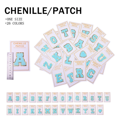 Chenille Buchstaben Patches Glitzerrand Selbstklebend Stickerei Applikationen Für Kleidung Taschen Hüte DIY Dekor