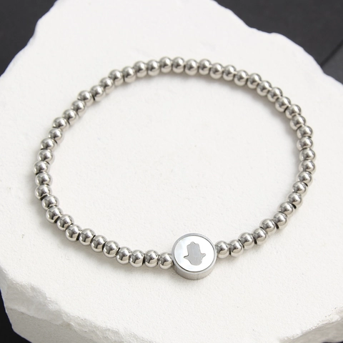 Bracciale Di Perle In Acciaio Inossidabile Perle Tonde Ciondolo Hamsa Occhio Di Allah Albero Della Vita Luna Cuore Per Donne Uomini Gioielli