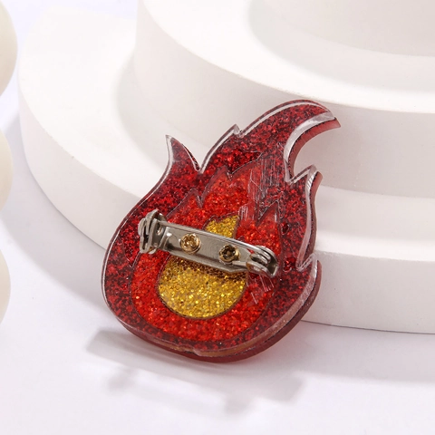 Spilla Fiamma in Acrilico di Tendenza Oro Arancio Rosso Glitter Paillettes Fuoco Pin Moda Gioielli Distintivo per Donna Accessori Abbigliamento