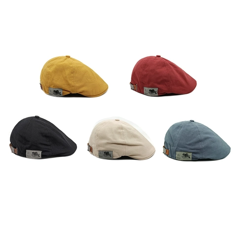 Gorra Newsboy Vintage Algodón Lona Plana Ivy Sombrero Ajustable Retro Streetwear Unisex Color Sólido Transpirable