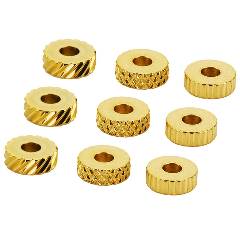 6mm Stainless Steel Spacer Beads For Jewelry Making Textured Wheel Loose Beads Grid Vertical Diagonal Pattern Beads Gold Steel Color DIY Accessories