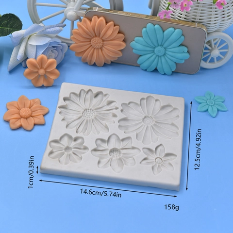 Daisy Flower Silicone Mold Multi Cavity Fondant Chocolate Baking DIY Craft Soap Plaster Tools Handcrafted Decorative