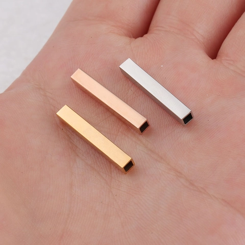 Cuentas Espaciadoras De Tubo Rectangular Hueco Acero Inoxidable 304 Pulido Espejo Tubo Largo Accesorios Joyería DIY