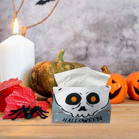 Halloween Tissue Box Cover Felt Fabric Pumpkin Frankenstein Skull Patterns Festive Desktop Decoration Home Party Decor
