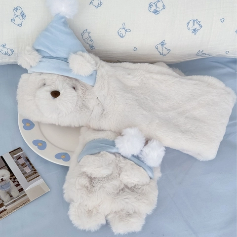 Sciarpa In Peluche Con Orso Cappello Da Notte Pelliccia Sintetica Inverno Caldo Morbido Scaldacollo Design Animale Kawaii