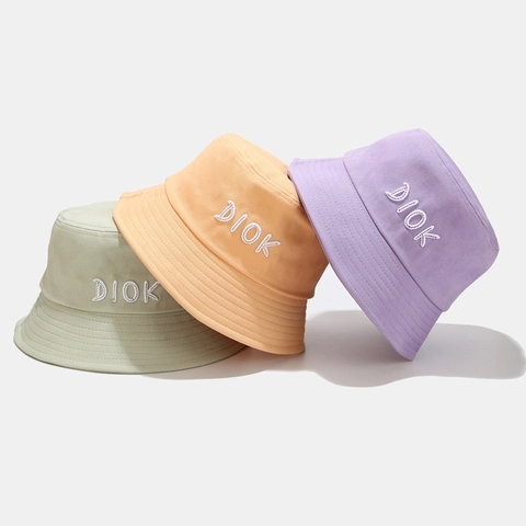 Chapeau Bob En Toile De Coton Brodé Lettres Large Bord Protection Solaire Style Japonais Décontracté Extérieur Hommes Femmes