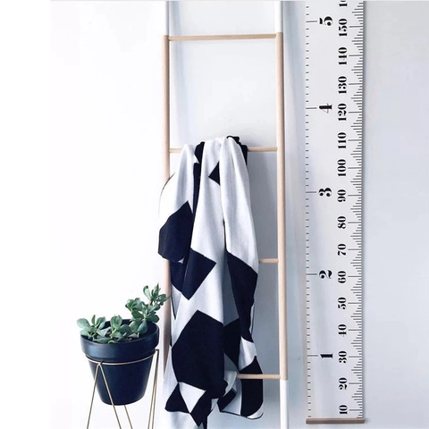 Kids Height Growth Chart Wood And Canvas Ruler Wall Decor Nordic Cartoon For Nursery Children Room Track Growth