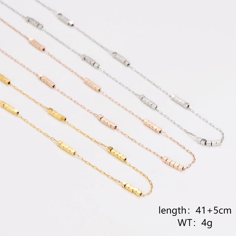 Collar De Acero Inoxidable Chapado En Oro Minimalista Pequeñas Cuentas De Cubo Cadena Fina Para Mujer Joyería Geométrica