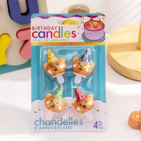 Cartoon Animal Smiley Face Birthday Candles Paraffin Natural Wax Cake Topper Decorations For Party Celebration Kids Adults