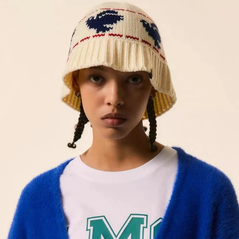 Gebreide Vissershoed Haken Jacquard Dier Patroon Warm Acryl Winter Herfst Opvouwbaar Unisex Nieuwigheid Retro Stijl