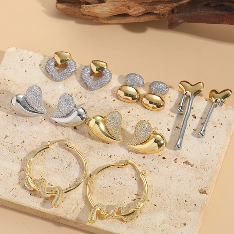 Romantische Herz Liebe Hängeohrringe Kupfer Mit Zirkonia Retro Lange Tropfen Mode Schmuck Accessoires Für Damen
