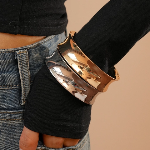 Brede Manchet Armband Gepolijst Legering Geometrisch Minimalistisch Open Bangle Mode Sieraden Vrouwen Elegant Accessoire