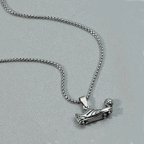 Soccer Shoe Pendant Necklace Alloy Sporty Hip Hop Soccer Ball Jewelry With Square Link Chain For Men