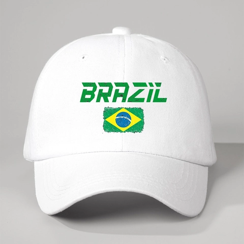 Brazilië Baseballpet Polyester Nationale Vlag Print Verstelbaar Gebogen Rand Zonnehoed Voor Outdoor Sport
