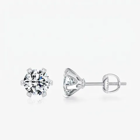 Orecchini A Lobo In Moissanite Con Perno In Argento Sterling 925 Corona A Griffe Chiusura A Vite Gioielli Donna