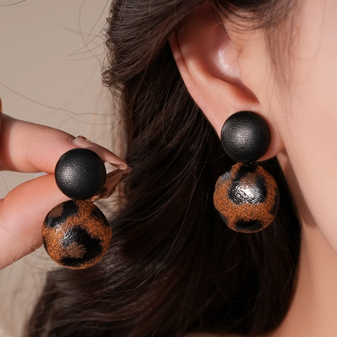 Vintage Leopard Print Geometrische Ohrringe Mit 925 Sterling Silber Ohrstecker Leder Legierung Harz Mode Für Damen
