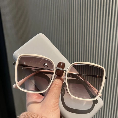 Square Oversized Sunglasses For Women Men UV400 Resin Lens Acetate Metal Frame Retro Fashion Sun Glasses