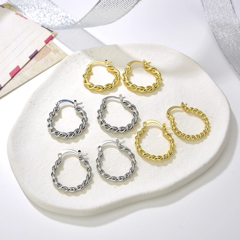 Twisted Hoop Ohrringe Kupfer 18K Vergoldet Texturierte Seil Geometrische Kreis Für Frauen Minimalistische Mode