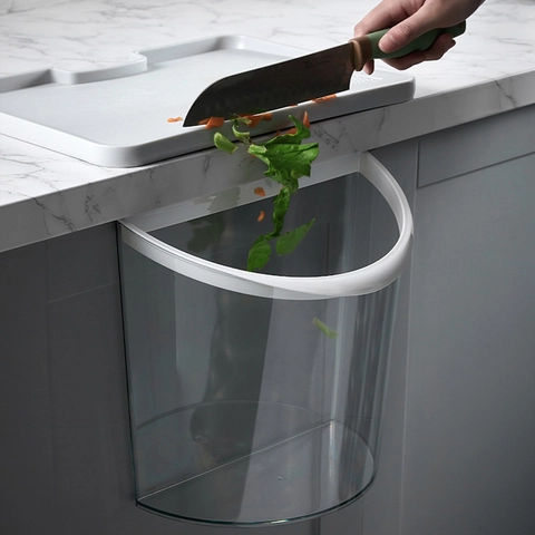 Pattumiera Da Cucina Sospesa Trasparente PET Da Parete Cestino Rifiuti Grande Apertura Anta Armadio Contenitore Casa