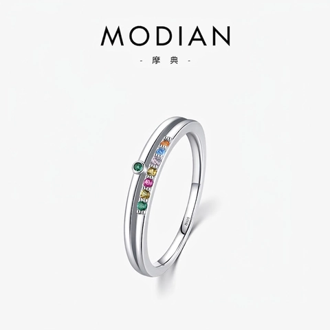 925 Sterling Silber Ring Bunte Regenbogen Zirkonia Zierliches Hohles Band Minimalistischer Schmuck Für Frauen