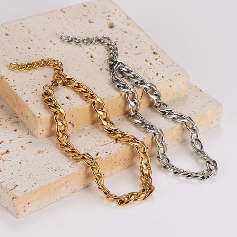 Tobillera de Eslabón Cubano de 8mm en Acero Inoxidable 304 para Hombres Mujeres Hip Hop Galvanizada al Vacío Joyería de Playa