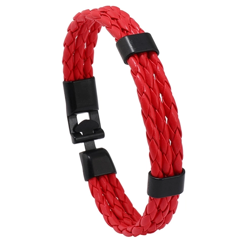 Geflochtenes PU-Lederarmband Mehrlagig Legierungsschnalle Retro Street Style Schmuck Für Damen Herren