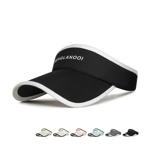 Women Sun Visor Hat Wide Brim Ice Satin Breathable UV Protection Outdoor Sports Adjustable Empty Top Letter Print