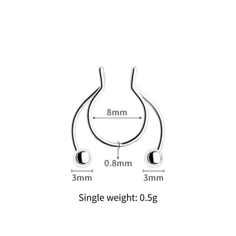 Fake Nasenring Septum Ohne Piercing Magnetisch 304 Edelstahl Hufeisenform U-Form Punk Stil Körperschmuck Für Herren Damen