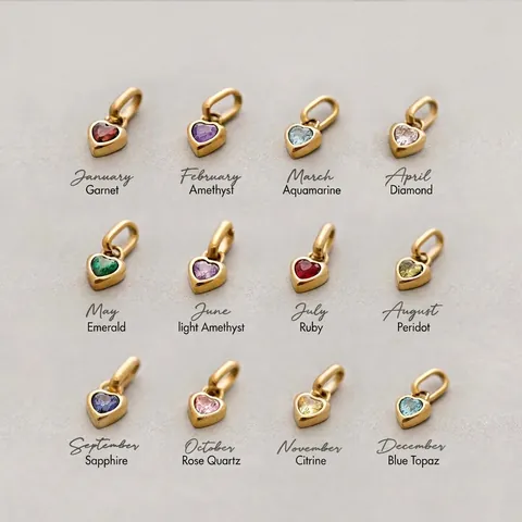 Heart Birthstone Pendant Necklace Stainless Steel 18K Gold Plated Initial Alphabet Letter DIY Jewelry Gift For Women