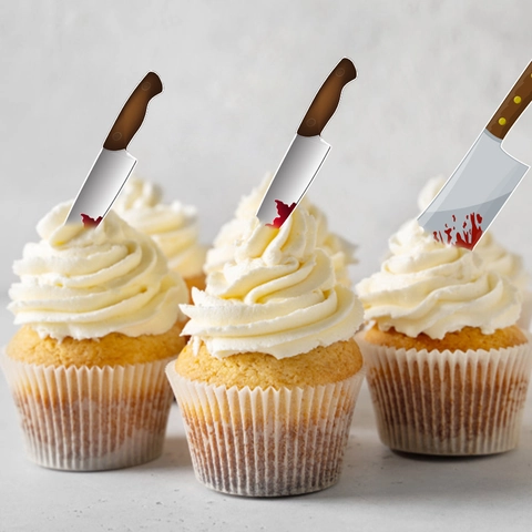 Halloween Kuchendekorationen Horror Blutige Messer Cupcake Picks Party Deko Papier Neuheit Dessert Ornamente