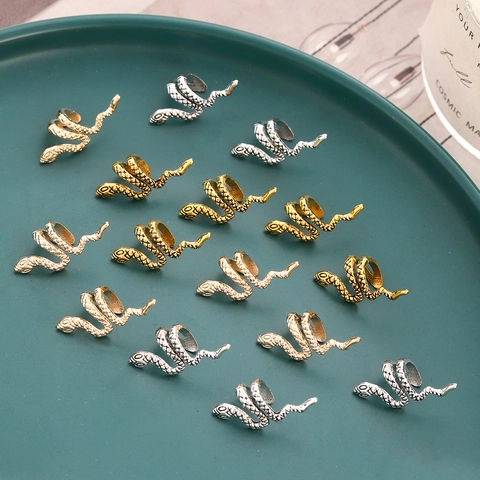 Snake Shape Braid Hair Clips Vintage Alloy Dreadlock Rings Spiral Hair Accessories For Women DIY Styling Jewelry Punk