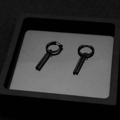 Pendientes De Aro Punk Hip Hop Acero Inoxidable Doble Colgantes De Barra Rectangular Joyería Minimalista Neutral Para Hombres Mujeres