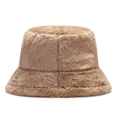 Sombrero de Pescador de Piel Sintética para Mujer Invierno Cálido Felpa Estampado de Leopardo Color Sólido Elegante Sombrero de Moda