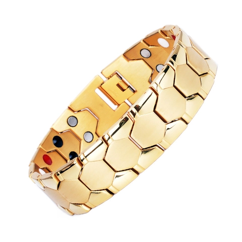 Bracciale Per Magnetoterapia In Acciaio Inossidabile Energia Salute Esagonale Nido D'ape Gioielli Di Moda Per Uomini