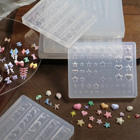 3D Relief Nail Art Silicone Mold Soft Flexible Bow Heart Design For DIY Manicure Decoration Transparent Resin Tool