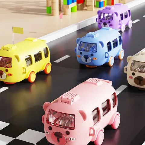 Kids Water Bottle With Straw Tritan PC Cartoon Bus Car Shape Portable Strap Leakproof School Travel For Boys Girls