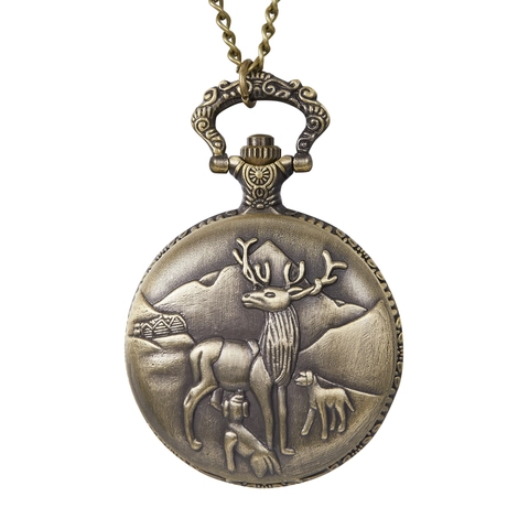 Vintage Bronze Bicyclette Guitare Hibou Forme Quartz Montre à Gousset Collier pour Hommes Femmes Rétro Alliage Relief Pendentif Bijoux Accessoire Cadeau