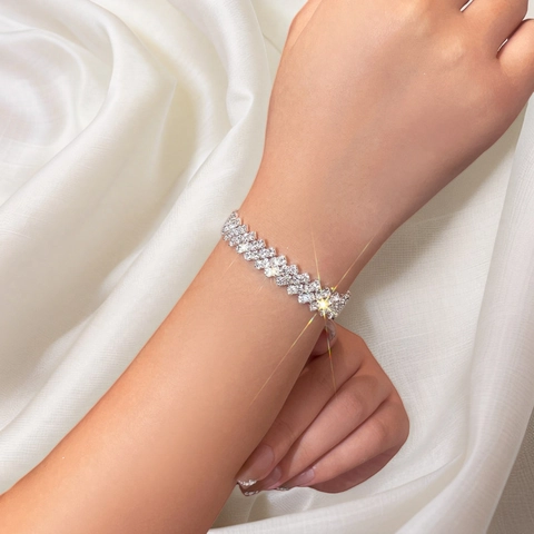 Pulsera De Diamantes De Imitación De Varias Filas Para Mujer Aleación De Circón Brillante Tobillera Ajustable Regalo De Joyería