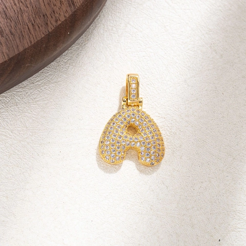 Μενταγιόν Αρχικό Γράμμα Κράμα Micro Pave Strass Επιχρυσωμένο Hip Hop Κόσμημα Για Γυναίκες