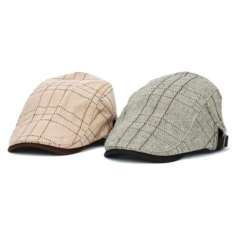 Berretto Piatto Retro Britannico A Quadri Cotone Poliestere Fibbia In Metallo Regolabile Cappello Ivy Per Uomini All Aperto Casual