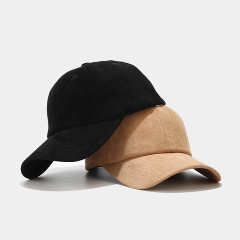 Retro Baseball Cap Solid Color Faux Suede Adjustable Curved Brim Unisex Casual Outdoor Sun Hat Vintage Fashion